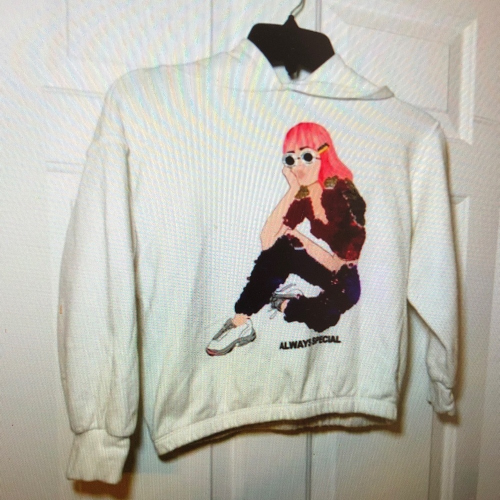 Graphic Hoodie with Pink and Black Design